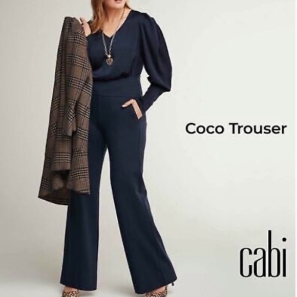 CAbi Pants - NWT CAbi Coco Wide Leg High Rise Trousers in Navy Blue #3920L Sz 6